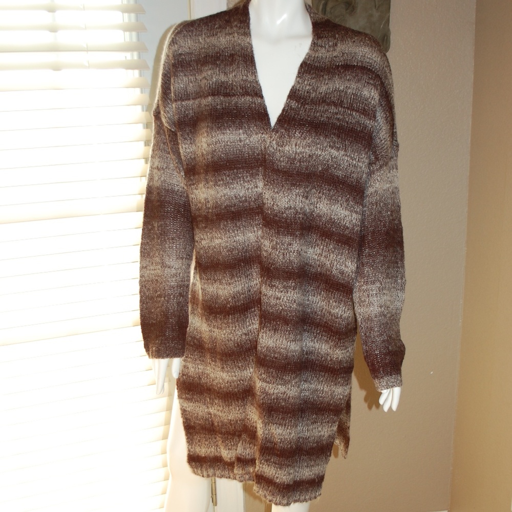 NWOT Sonoma Brown / White Sweater Coat Size M